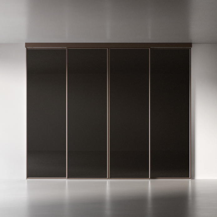 Межкомнатная перегородка 1000 линий цельностеклянная, темно-коричневый