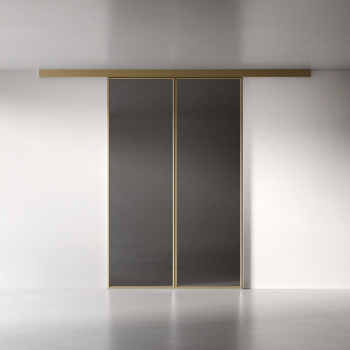 Межкомнатная перегородка 1000 линий цельностеклянная, золото